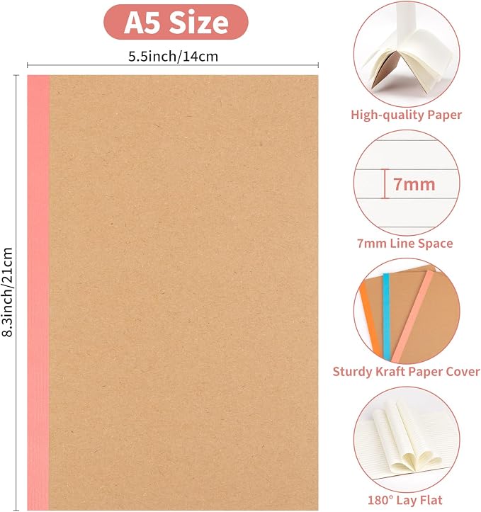 ALKALO 15 Pack Lined Notebook Journals Bulk, A5 College Ruled Composition - Image 2