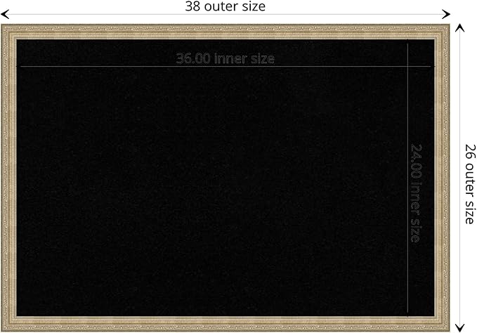 Amanti Art Black Cork Board for Wall, 26x38 Vision Board with Champagne Frame, Large Corkboard Office Decor for Home Organization, Traditional Corkboard Pinboard to display items for home organization-DeskLoop Office