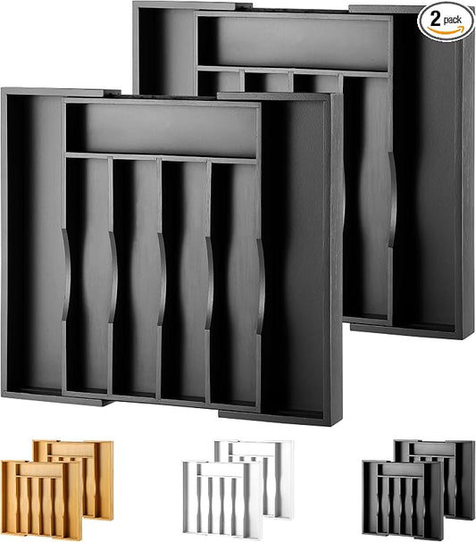 oridom 2-Piece Expandable Bamboo Kitchen Drawer Organizer by oridom