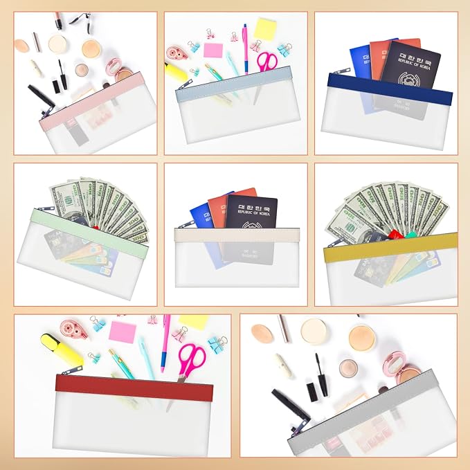 8 Pieces Money Bags With Zipper, Cash Envelopes, 7.6 x 3.7 inch Money Pouch - Image 4