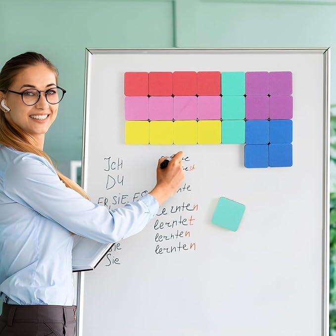 MaxGear Dry Erase Erasers, 24 Pack Magnetic Whiteboard Erasers, 6 Colors | Mini - Image 8