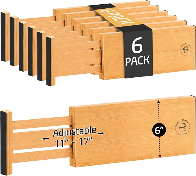 6 Pack Bamboo Drawer Dividers - Image 9