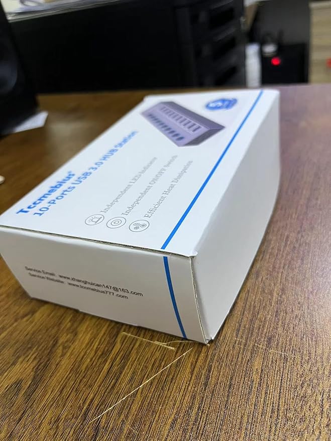 Powered 10-Port USB 3.0 Hub, USB C to 10 Ports USB Data Hub Splitter with Individual LED On/Off Switche, 3.3FT Cable, 12V/3A Power Adapter, for Laptop MacBook Pro/Air PC (Aluminum Gary)-DeskLoop Office