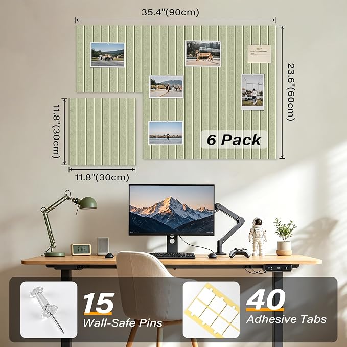 Large Felt Bulletin Board，36" x 24" 6 Pack Cork Board Alternative - Image 3