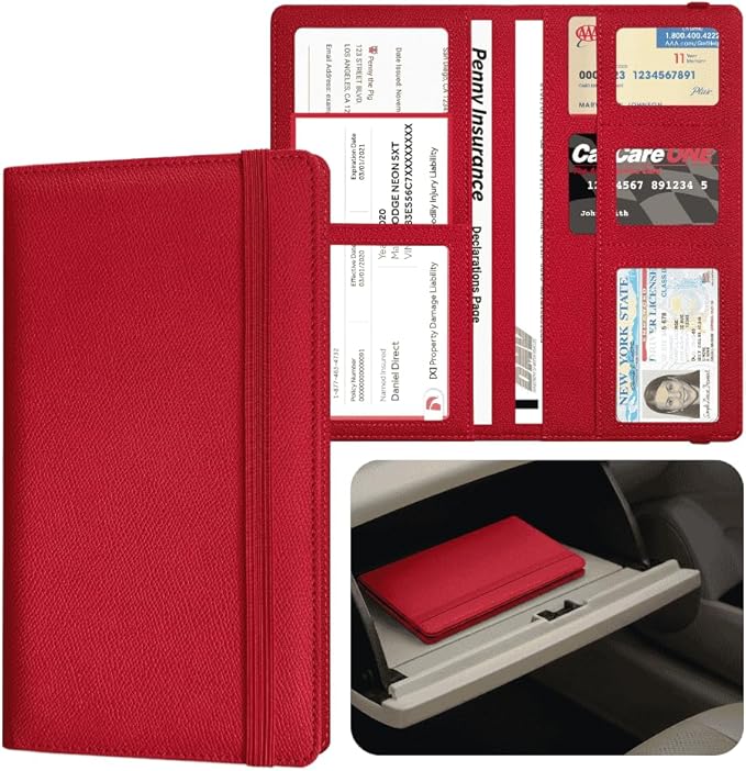 LINTRU 6-Pocket Car Registration & Insurance Card Holder by LINTRU