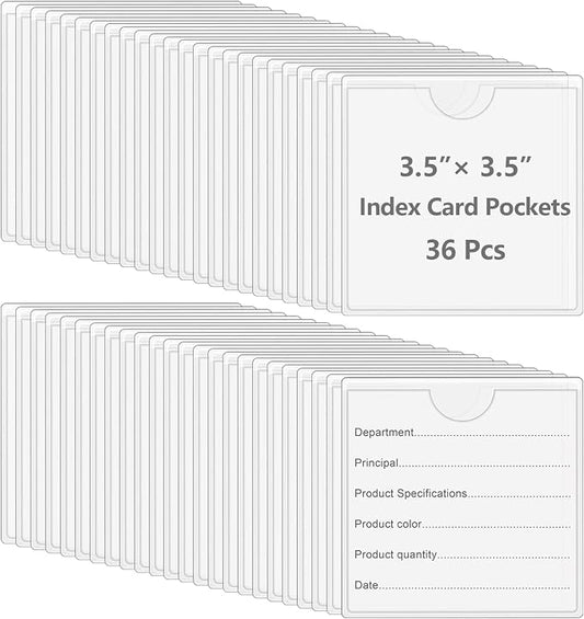 36 Pack Adhesive 3.5" x 3.5" Index Card Pockets by BESARME