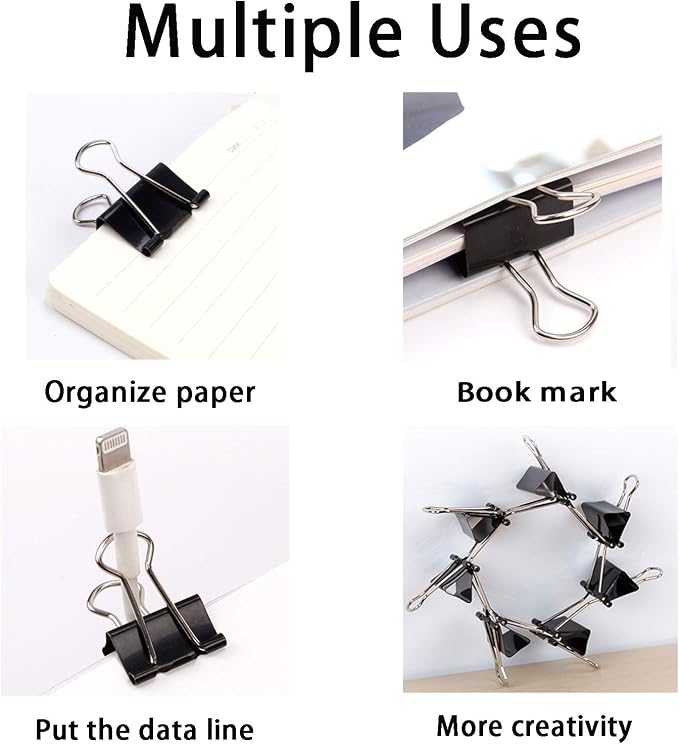 Binder Clips Paper Clamps Assorted Sizes 200 Count, Mini and Micro, 6 Sizes - Image 5