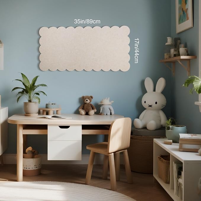 Lightomorrow Scalloped Bulletin Board, 35 x 17.5 Inches Felt Pin Board - Image 3
