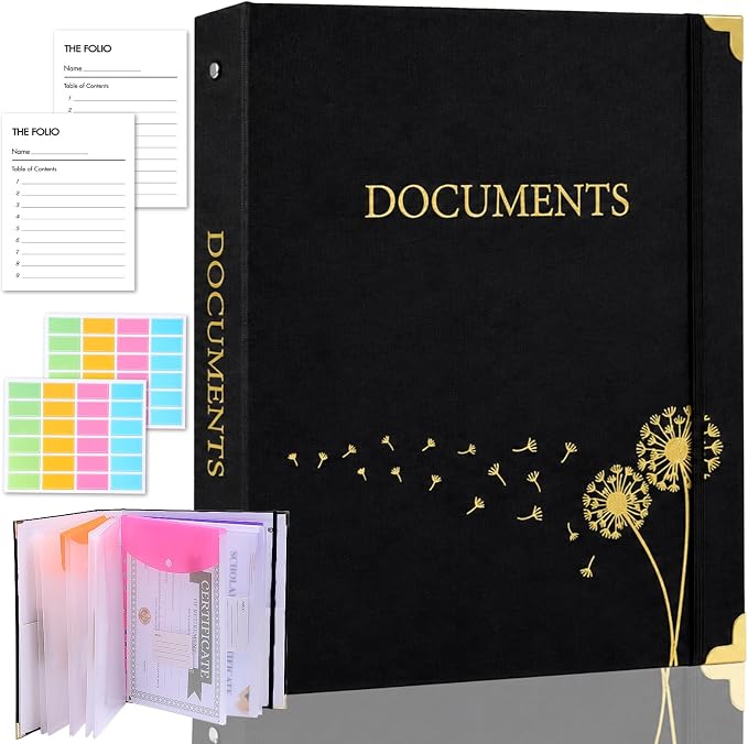 XKDOUS Aesthetic Document Organizer 3 Ring Emergency Binder Linen Folio Folders by XKDOUS