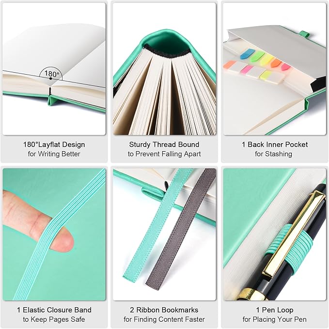 5 Pack Graph Paper Notebook, 312 Numbered Pages Graph Notebook Bulk, 100gsm No Bleed Grid Paper Notebooks for Work, Hardcover Leather Journal, Squared Grid Notebook for Graphing Notes Math, Multicolor-DeskLoop Office