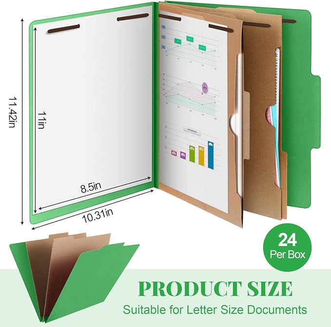 Skyygemm 24 Pcs Classification Folders Letter Size, 2 Pocket Dividers - Image 2