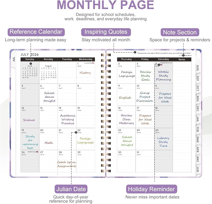 Planner 2026-2027, Weekly and Monthly Academic Year Calendar Planner, July 2026 - Image 3