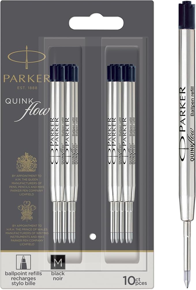Parker QUINKflow Authentic Black Ink Refills, Medium Point, by Unknown