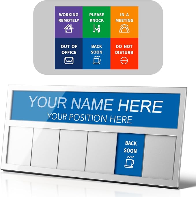 Name Plate for Desk& Office Door Sign, 6 Options Do Not Disturb, In A Meeting by EliteSign