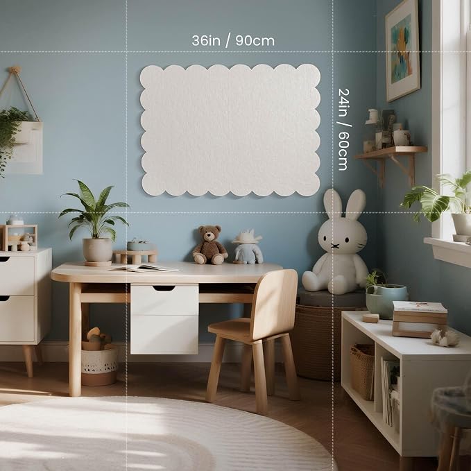 Lightomorrow Scalloped Bulletin Board, 36 x 24 Inches Felt Pin Board - Image 4