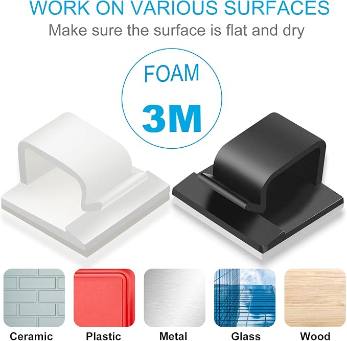 120 PCS Cable Clips White, Upgraded Adhesive Wire Clips - Image 4