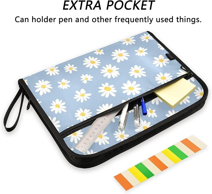 Blue Daisies Accordion File Organizer Expanding Document Folder - Image 2