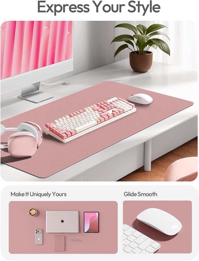 YSAGi Leather Desk Protector, Office Mat, Large Mouse Mat, Non-Slip PU Leather - Image 2