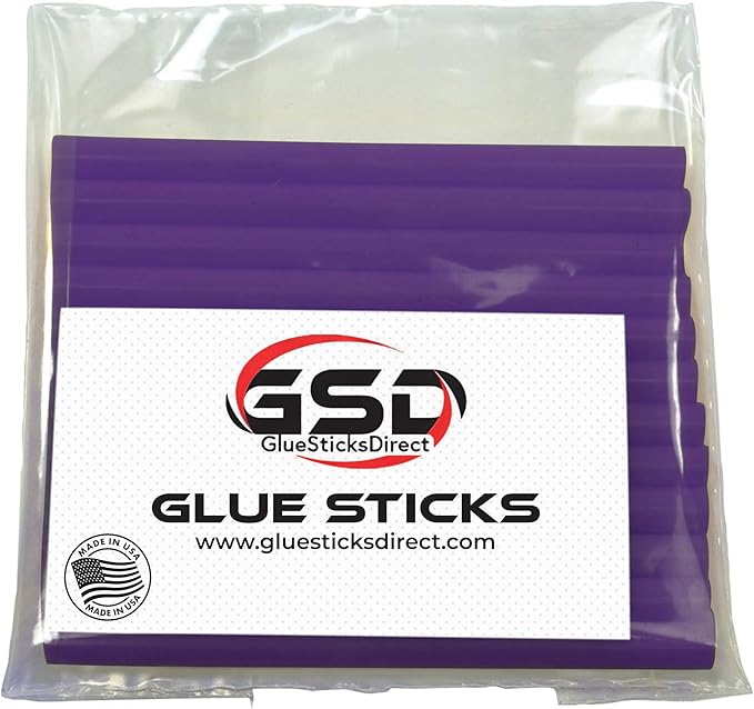 Mini Size Hot Melt Glue Sticks for Glue Gun - Bulk 4in Purple Glue Sticks - Great for Art Craft Repairs & Compatible w/Most Glue Guns - 5/16" X 4" (24 Sticks) - Made in USA-DeskLoop Office