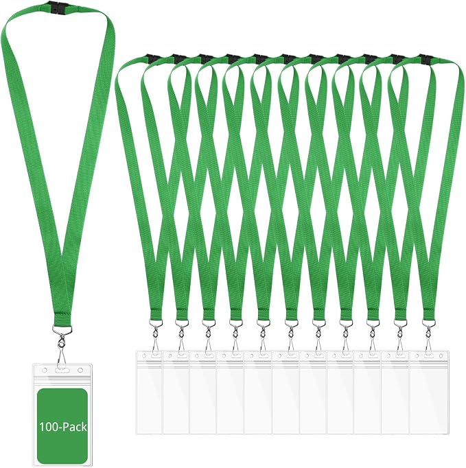 100-Pack Green Breakaway Lanyards by WEZEBEL