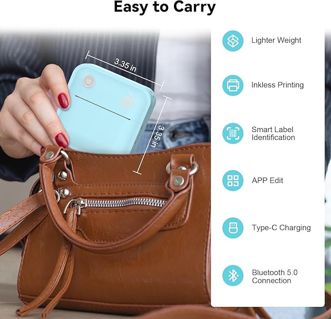 Upgraded Bluetooth Label Maker Machine - Portable Mini Thermal Sticker Printer Supports 14 Different Label Sizes with 300 DPI Inkless Tech Suitable for Home,Office,School Storage and Signage (Blue)-DeskLoop Office