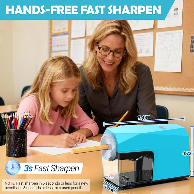 AFMAT Electric Pencil Sharpener, Fast & Hands-Free, 10K+ Uses, 5 Nibs, Fully - Image 4