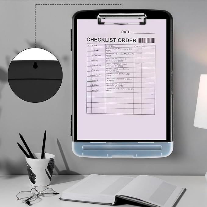 Clipboard with Storage, Heavy Duty Plastic Storage Clipboard with Low Profile - Image 4