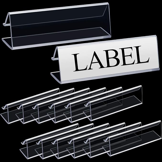 Outus Plastic Label Holder Wire Shelf Label Holder 3 x 0.875 Inches Pockets by Outus