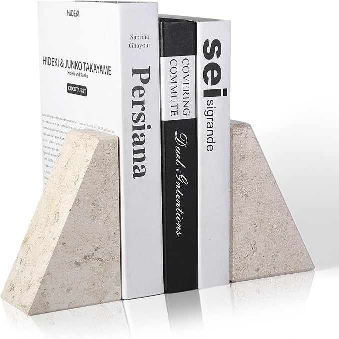 Karibiber Marble Bookends for Heavy Books, Decorative Book Ends for Shelves - Image 7
