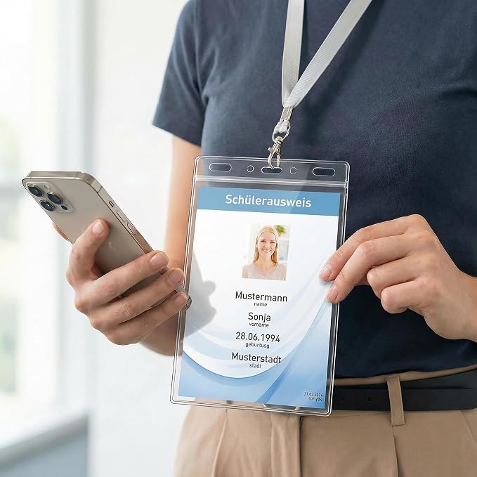 Vertical ID Badge Holders with Soft Edge, Waterproof Passport ID Card Holder - Image 7