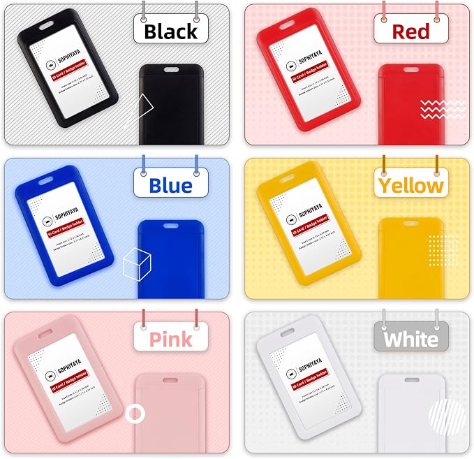 12 Pack Sliding ID Badge Holder Heavy Duty Hard Plastic Card Sleeve Secures - Image 5