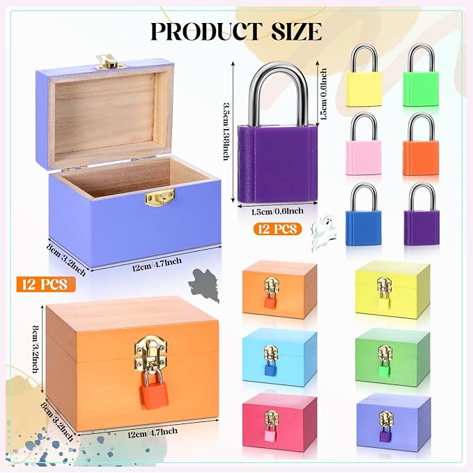 CroBlissful 12 Set 24 Pcs Unfinished Wooden Box - Image 2