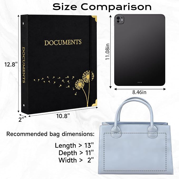 XKDOUS Aesthetic Document Organizer 3 Ring Emergency Binder Linen Folio Folders - Image 5