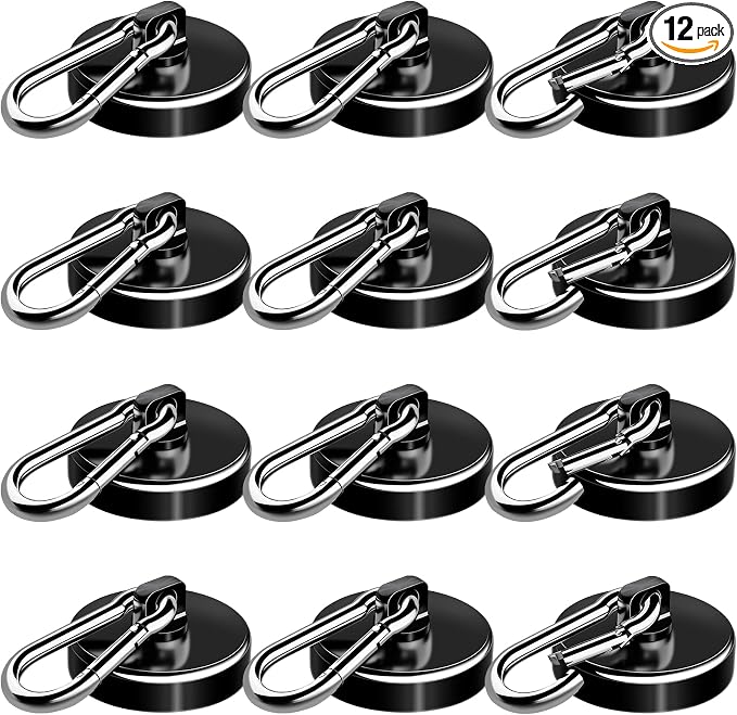 E BAVITE Carabiner Magnetic Hooks, 110LBS Strong Black Magnetic Hooks Heavy Duty by EBAVITE