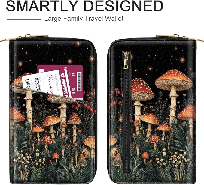Family Passport Holder Wallet RFID Blocking Document Organizer PU Leather - Image 3