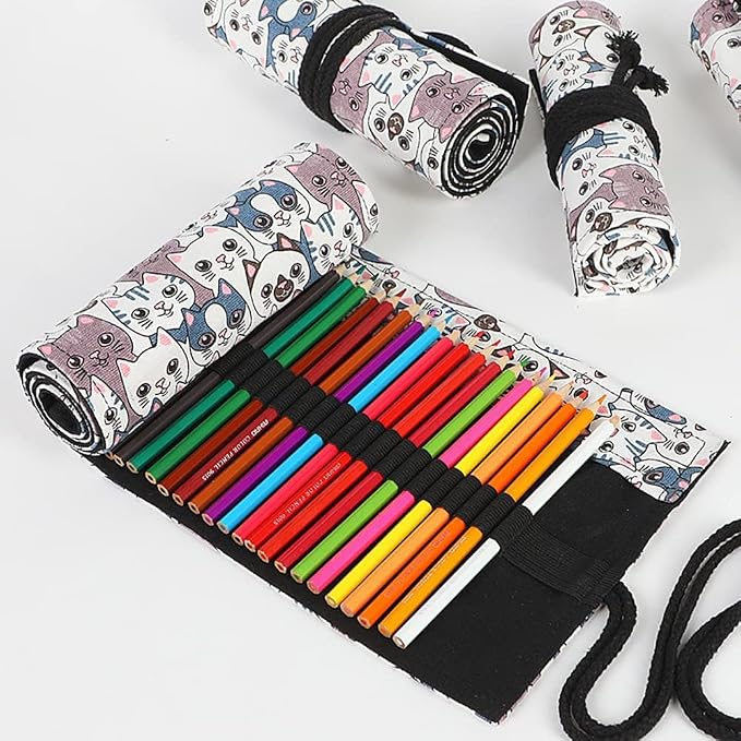 DIYOMR 12/24/36/72 Slots Pencil Wrap Roll, Artist Colored Roll Up Bag, Short - Image 2