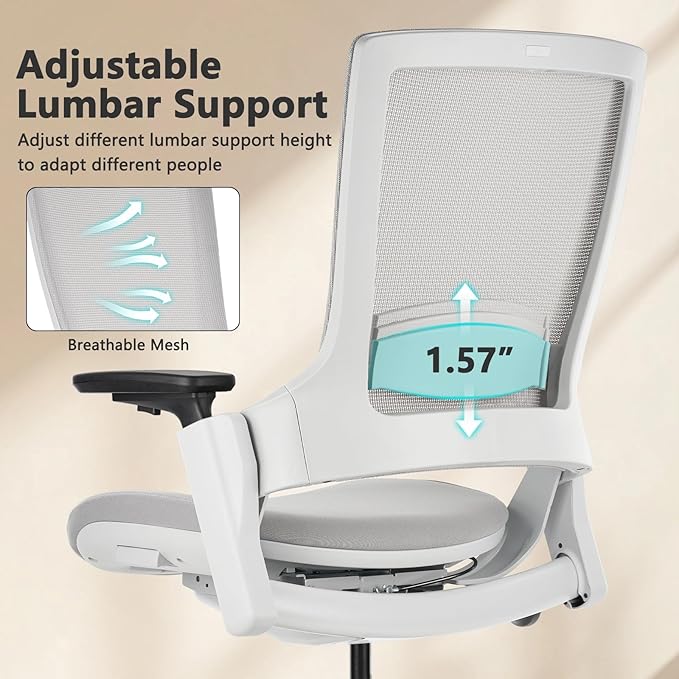 CLATINA Office Chair Swivel Executive Chair, Adjustable Ergonomic Computer Chair with 3D Armrest and Lumbar Support, Mesh Backrest Task Chair for Home Office Conference Room Studio, 2 Pack-DeskLoop Office