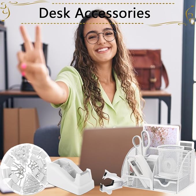 Office Supplies, Desk Accessories, Stapler and Tape Dispenser Set, 1000 Staples - Image 2