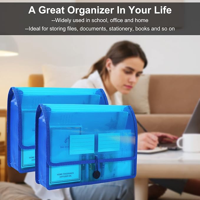 Plastic Expanding File Folders, 5 Pack Expandable Folder, No Dividers, Two - Image 6