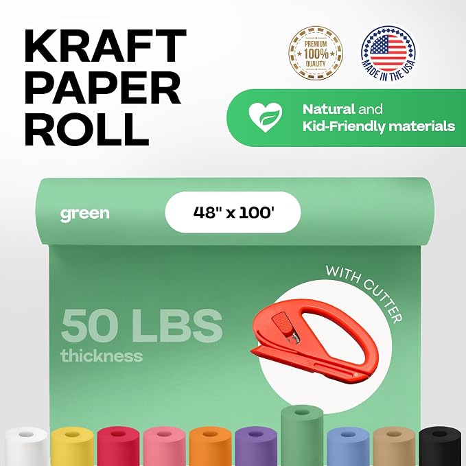 Christmas Green Kraft Paper Roll 48" x 1200" - Image 2