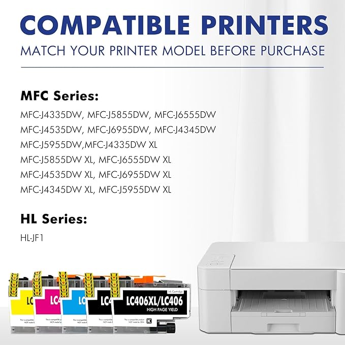 Cool Toner LC406XL LC406 Ink Cartridges for Brother Printer MFC-J4335DW MFC-J5855DW LC 406 XL for MFC-J6555DW MFC-J4535DW MFC-J6955DW MFC-J4345DW MFC-J5955DW HL-JF1 5 Pack-2Black Cyan Magenta Yellow-DeskLoop Office