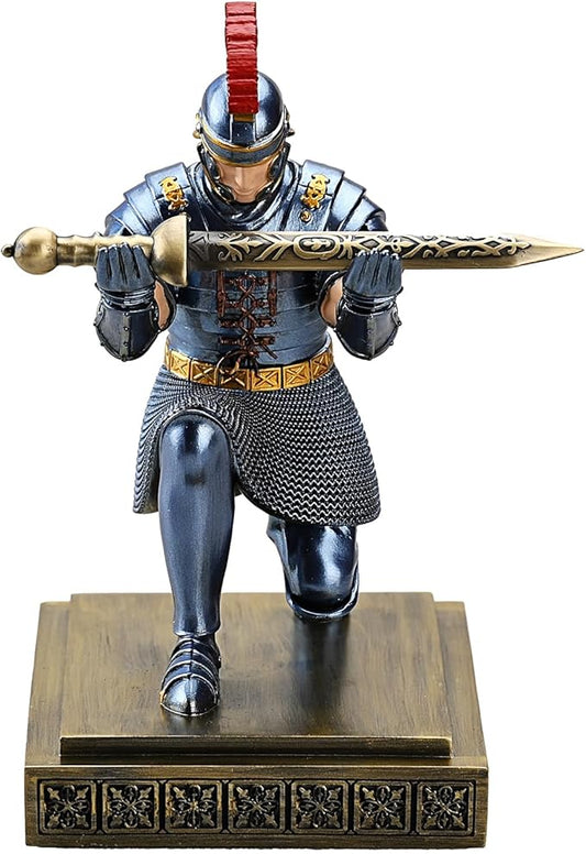 Roman Praetorian Warrior Knight Pen Holder Desk Ornament Resin Pencil Holder Desk Accessories and Organizer for Office with a Letter Opener (Blue)-DeskLoop Office