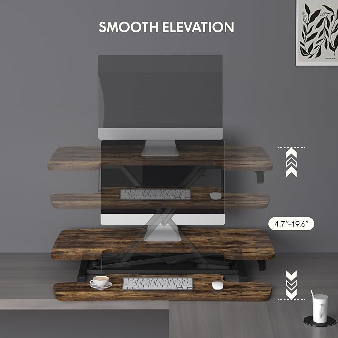 FLXISPOT 36" Standing Desk Converter, Quick Sit Stand up Desktop Riser Height - Image 3