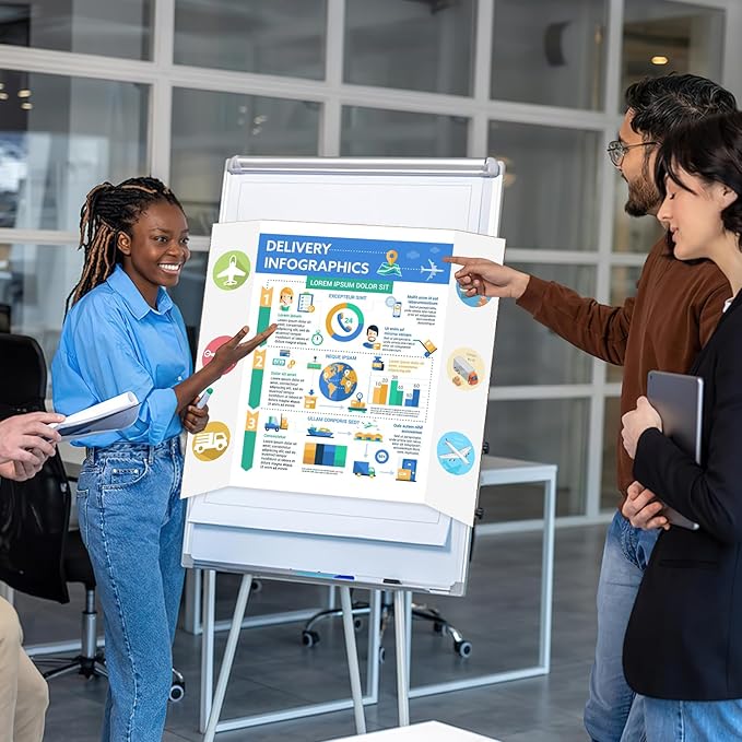 6 Pack Trifold Poster Board 48" X 36", IKAYAS Single sided White Poster Boards, Science Fair Display Boards Posterboard Foamboard for Mounting, Prints,Art,Display,Projects Classroom Supplies-DeskLoop Office