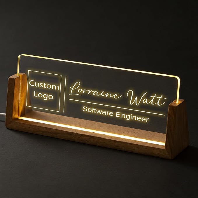 Custom Desk Name Plate, Light Up Acrylic Office Sign, Personalized Gift - Image 2