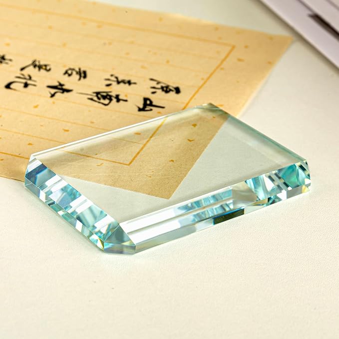 Set of 2 Rectangular Glass Paperweight Blocks - Image 3