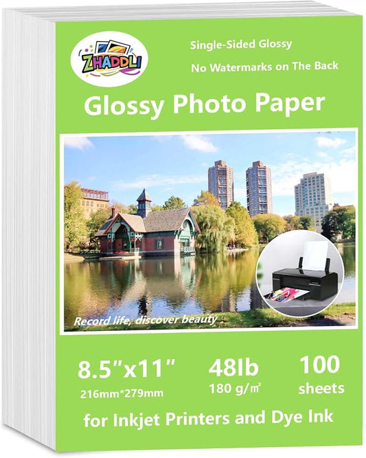 ZHADDLI Glossy Photo Paper 8.5 x11, Inkjet Photo Printer Paper, instant by Unknown