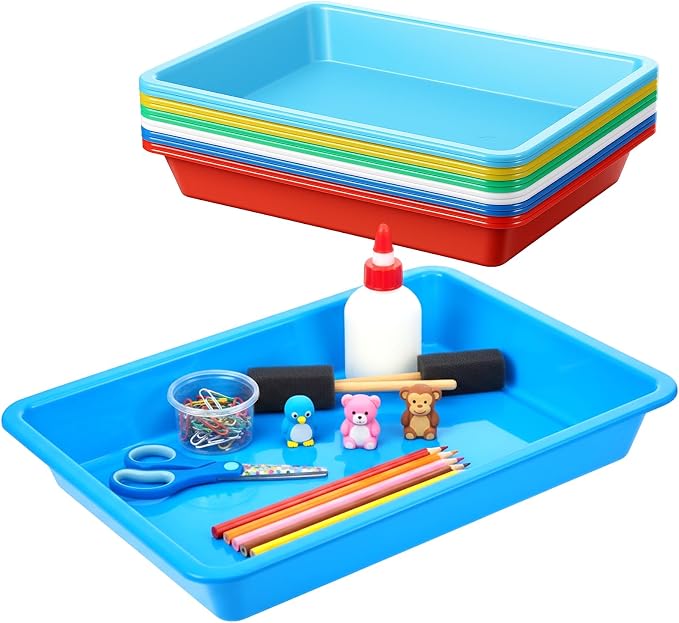 12 PCS Plastic Paper Trays for Classroom, Plastic Art Trays 10.8"×8.3"×1.6" | by Unknown
