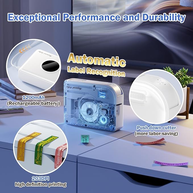Phomemo A30 Label Maker, Mini Bluetooth Portable Rechargeable Label Maker Machine in/Out Door Use Without Fade Sticker for Home Office Small Business School, Works with Tablet, Phone & PC-DeskLoop Office