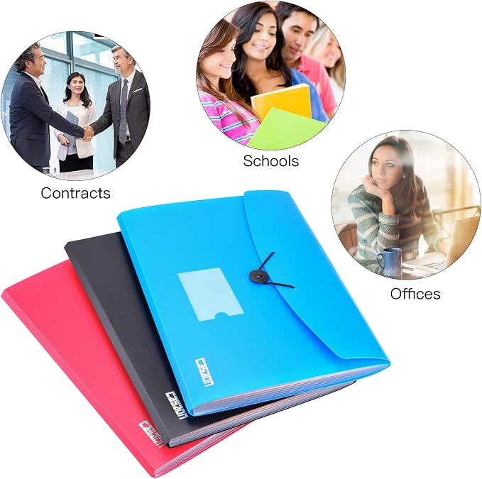 3 Pack 13-Pocket Expanding File, Plastic Expandable File Folder - Image 6